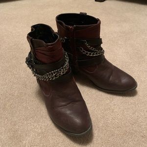 Maroon BKE sole ankle boots